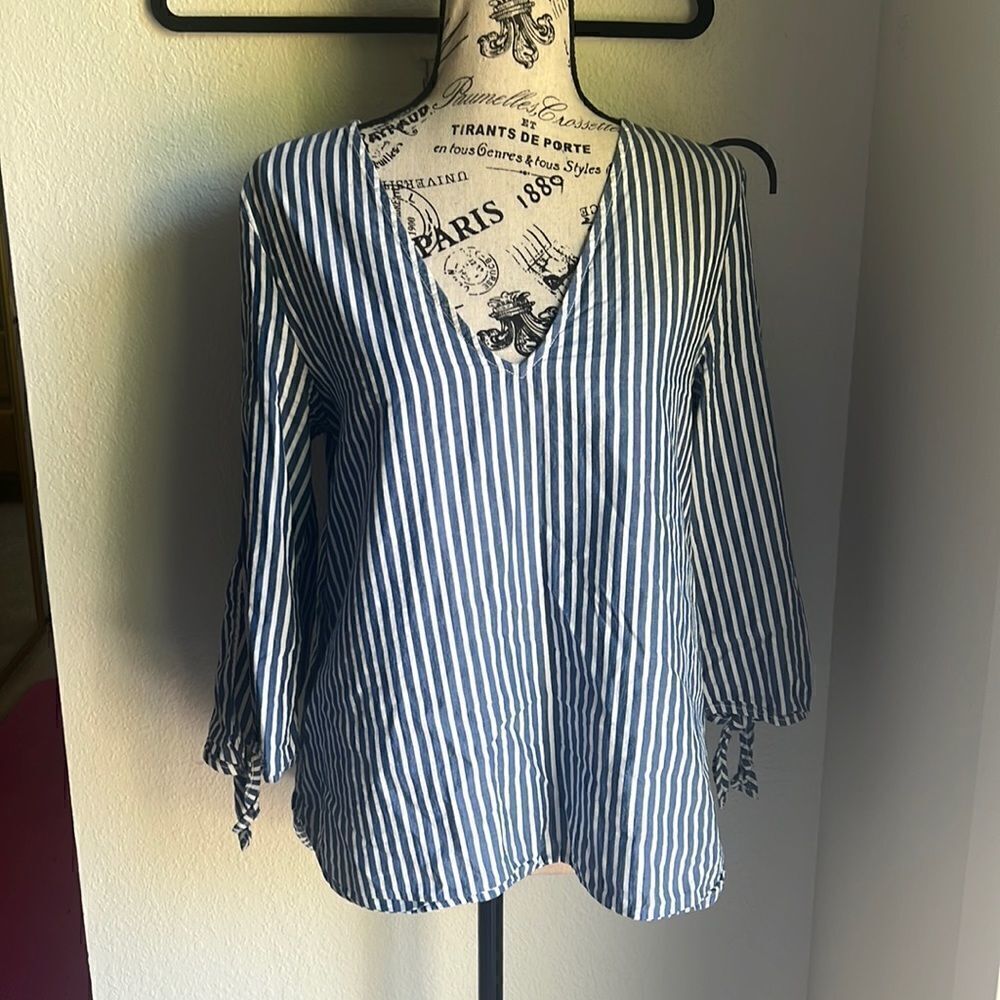 H&M stripped cotton blouse 6